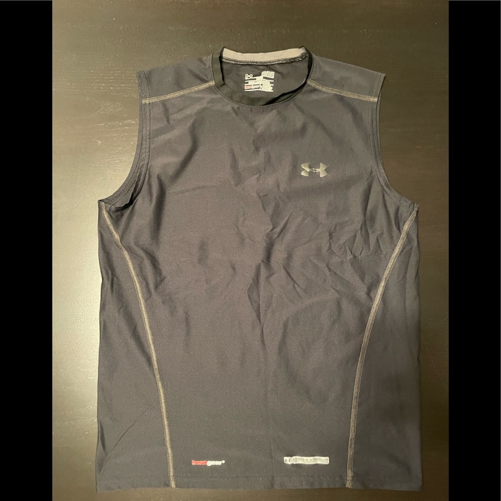Under Armour Fitted Heat Gear Men’s T-Shirt, Black, Medium.